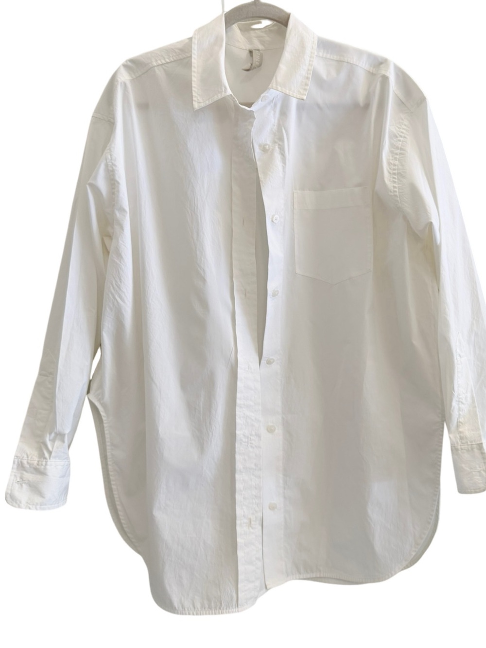 ATHLETA Performance Poplin Oversized Button Down Shirt White Size Medium - Picture 2 of 9